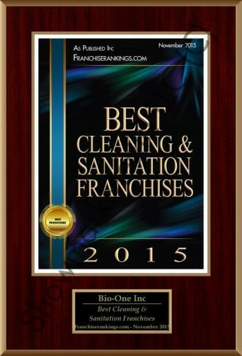 Bio-One of Winston-Salem decontamination and biohazard cleaning team award